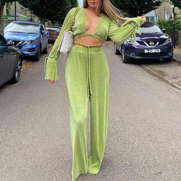 

pants zomer groene broek set vrouwen casual losse bandage blouses shirt bijpassende set wijde pijpen broek pak vrouw 2 stuk broek s, White