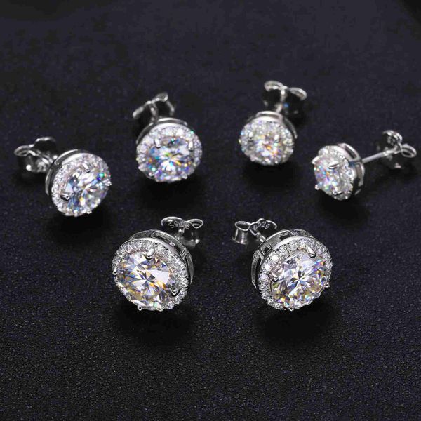 

pass diamond tester moissanite stud 925 sterling silver fine jewelry earrings valentines day gift earrings women, Golden