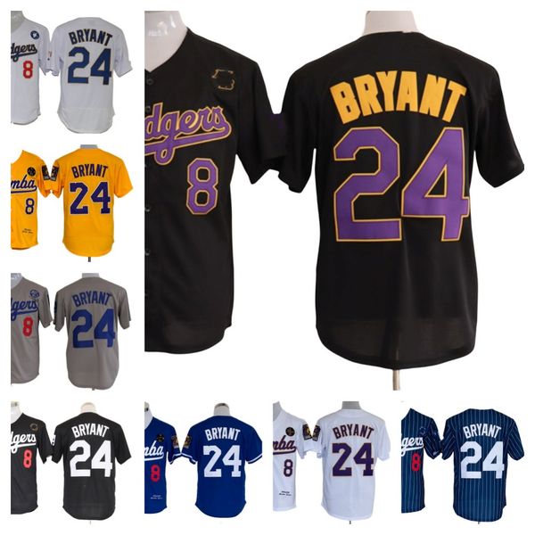 

s-3xl kb baseball jerseys los men 1978-2020 mamba tribute legends 8 24 bryant blue white yellow, Blue;black