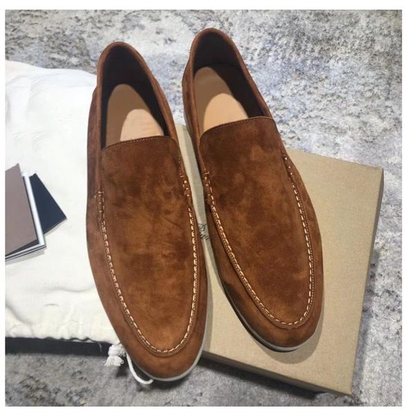 

lp piana couples shoes summer walk charms embellished suede loafers genuine leather casual slip on flats for men luxury designer flat dress, Black
