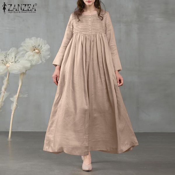 

dresses zanzea spring elegant sundress vintage women square neck long sleeve solid long dress casual pleated party vestido 7, Black;gray