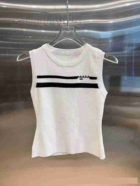

women's t-shirt designer womens tanks vest striped printed knitted vest simple casual printed stripe knitted slim fit letter t shirts f, White