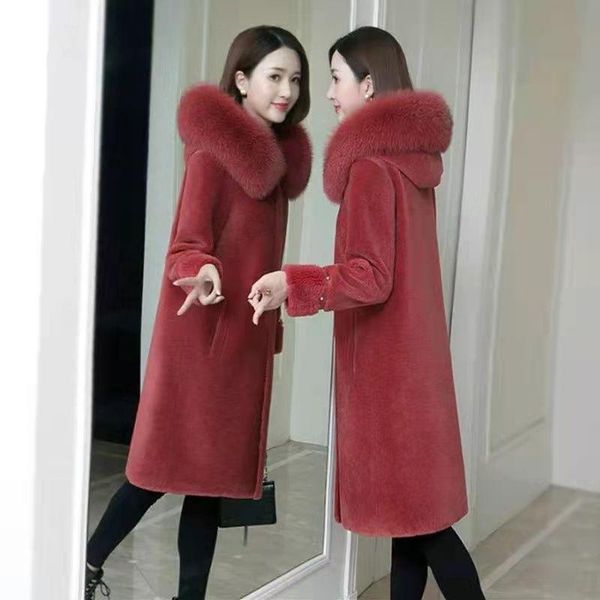 

fur women's jackets autumn winter women long real fur coats solid fashion hooded natural fur coats jackets women's clothing e676, Black