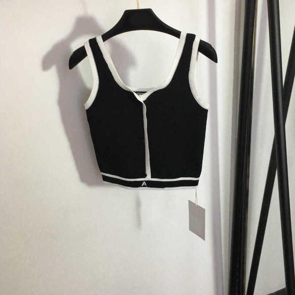 

23ss tank womens tanks camis vest camis womens designer clothing xiaoxiang button fringe knitted suspender vests womens clothes a1, White