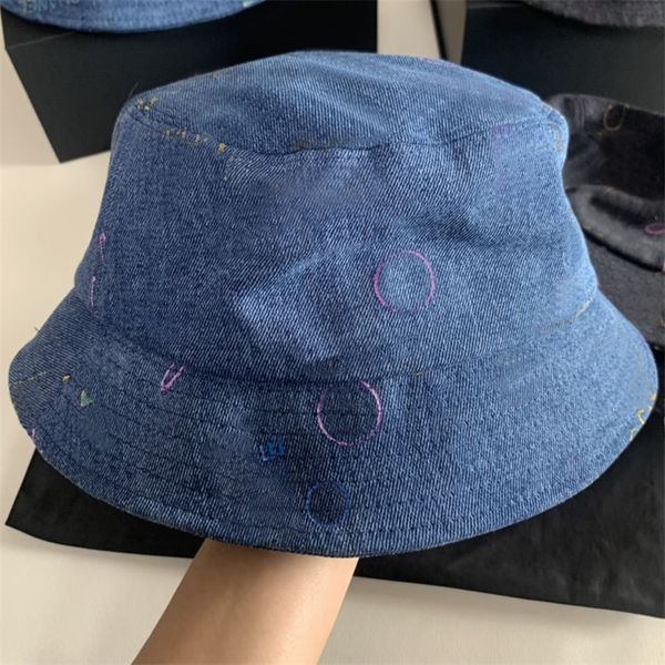 

cowboy jeans canvas bucket hats designer baseball caps mens women denim beanies black and blue printed casquette hip hop hat street cap, Blue;gray