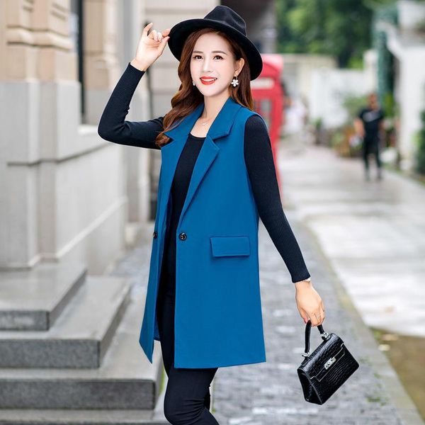 

vests solid vneck long vest women fashion sleeveless regular big size 5xl loose thin coat female 2021 new korean blue mom spring, Black;white