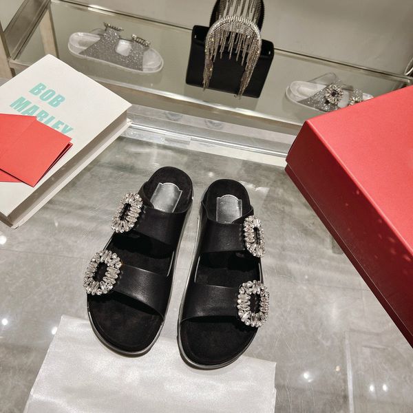 

rv transparent soled slippers luxury women's summer wear flat bottomed fashion net water drill, Black