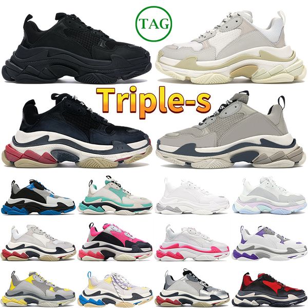 

luxury 1fw triples highdress shoes men women designer platform sneakers black white grey red pink blue green purple orange womens mens train
