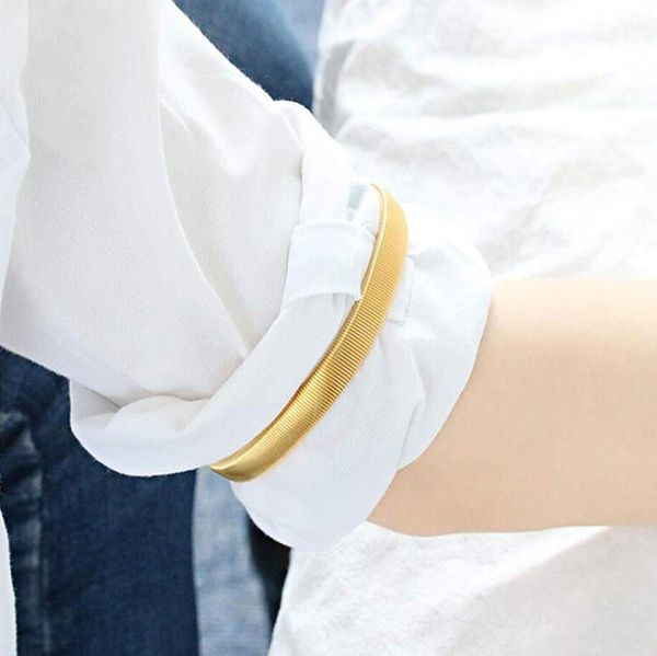 

stretchy elastic metal sleeve garters men's bracelets elastic arm rings shirt sleeve holder cuffs clothing accessories, Golden;silver