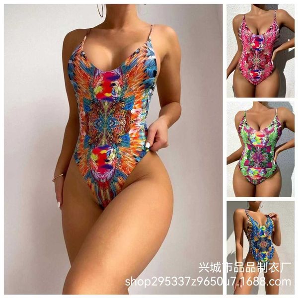 

one 2023 new piece graffiti print bikini tight backless swimwear for women