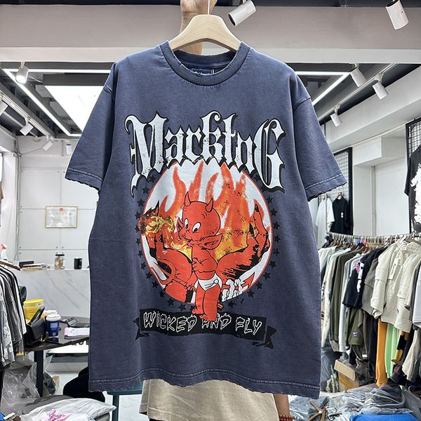 

cartoon print t-shirt men women vintage nice washed t shirt tee, Black;brown
