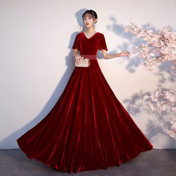

2023 new red elegant evening dress banquet dress chorus group performance dress purchase contact us, Black;red