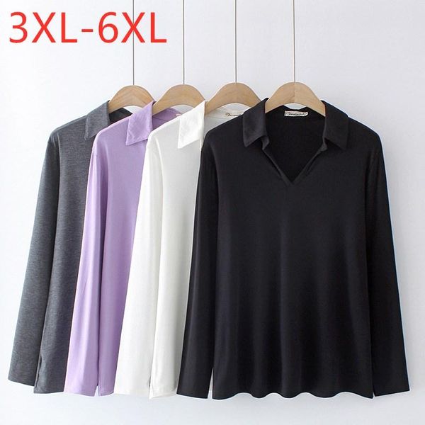 

t-shirt new 2021 ladies spring autumn plus size for women large long sleeve loose cotton black white tshirt 3xl 4xl 5xl 6xl