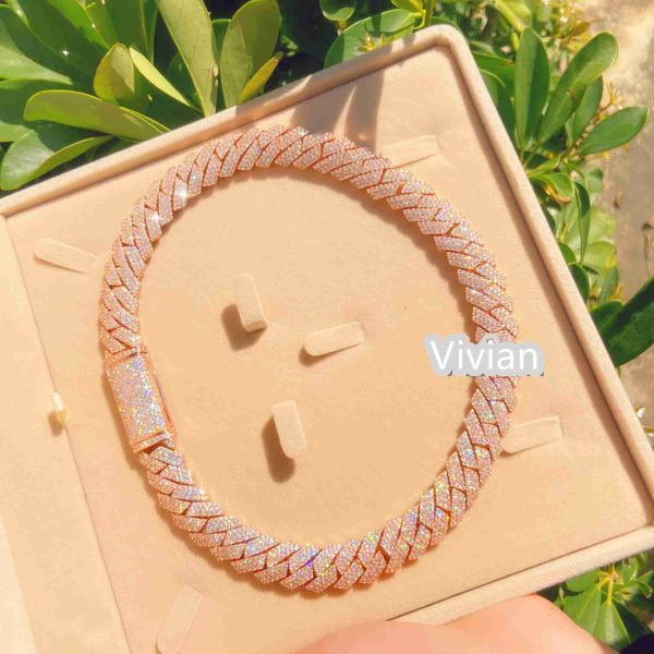 

15mm miami cuban link chain sterling silver hip hop s925 jewelry vvs moissanite diamond luxury necklace