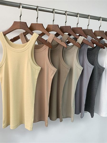 

women's tanks camis women o-neck sleeveless tank lady slim stretch vest slim camis female casual fashion bottoming 230426, White