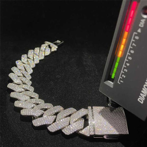 

custom 26mm width moissanite cuban bracelet iced out bling diamond cuban link chain 925 sterling silver miami cuban chain