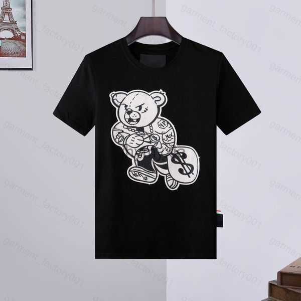 

phillip plain men designer pp skull diamond t shirt short sleeve dollar brown bear brand o-neck skulls tshirt 11 en43, White;black