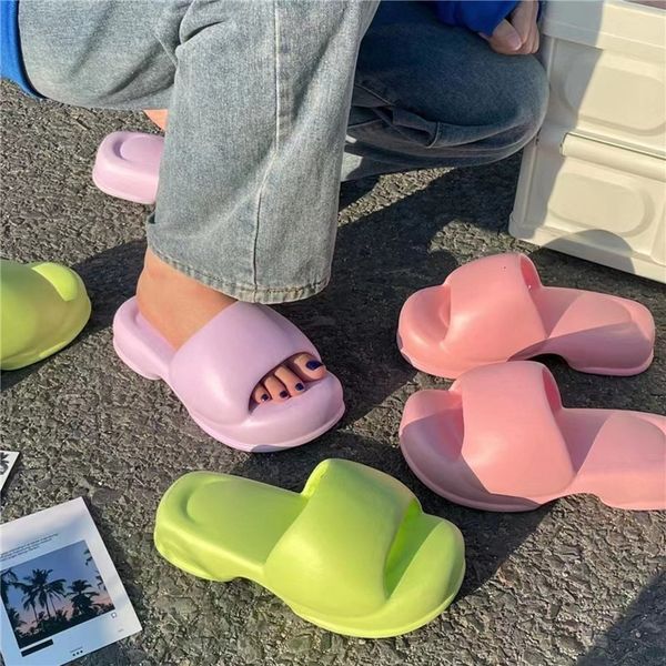 

slippers summer platform sandals women fashion casual hemp thick slides thick sole open toe outdoor beach woman walking eva slippers 230426, Black