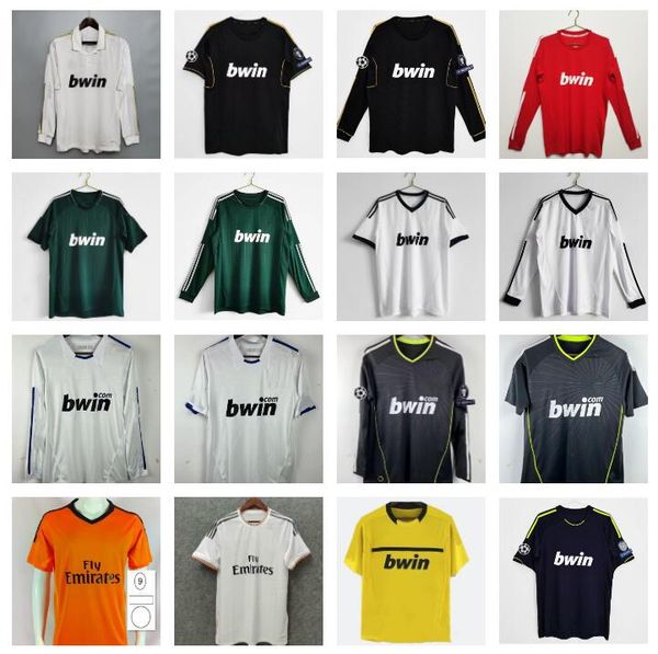 

2010 2011 2012 2013 2014 raul retro soccer jerseys 10 11 12 13 14 ronaldo benzema marcelo sergio ramos real madrids alonso kaka higuain vint, Black;yellow