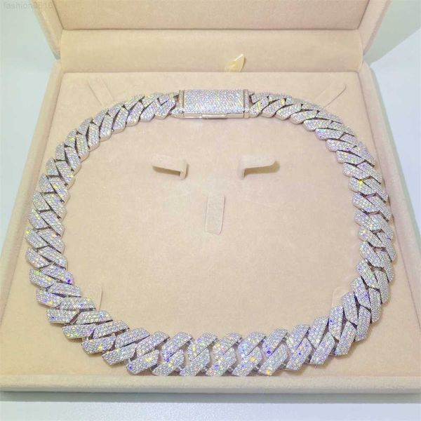 

new products hip hop rapper miami 18mm cuban link chain vvs moissanite 925 sterling silver iced cuban chain necklace