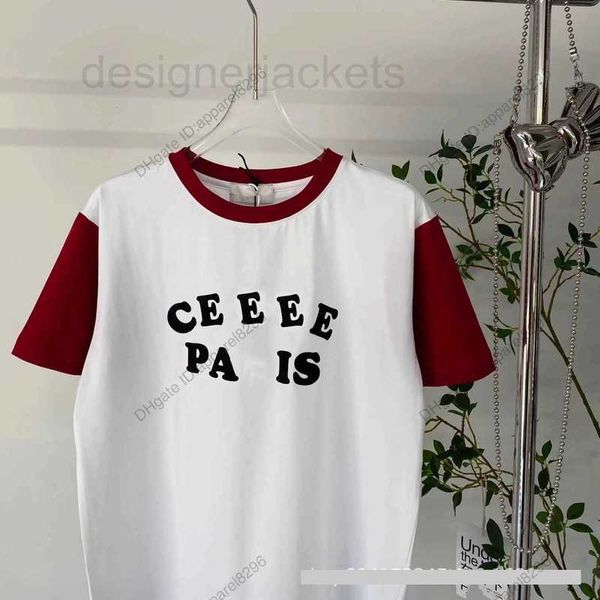 

women's knits & tees designer luxury women womens e summer contrast color flocking print t-shirt urban casual slim fit letter short sl, White
