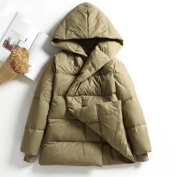 

parkas women's winter down jacket 2022 new oversized hooded puffer coat female bat sleeve plus size casual loose thick warm overcoat, Black