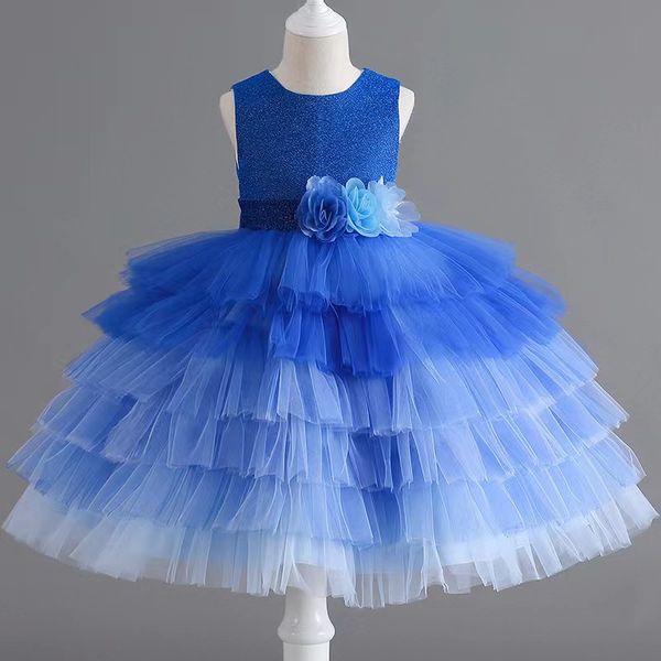 

flower girl dresses for weddings sequined princess baptism first holy communion dress for kids appliqued toddler tutu pageant gowns pageant, White;blue