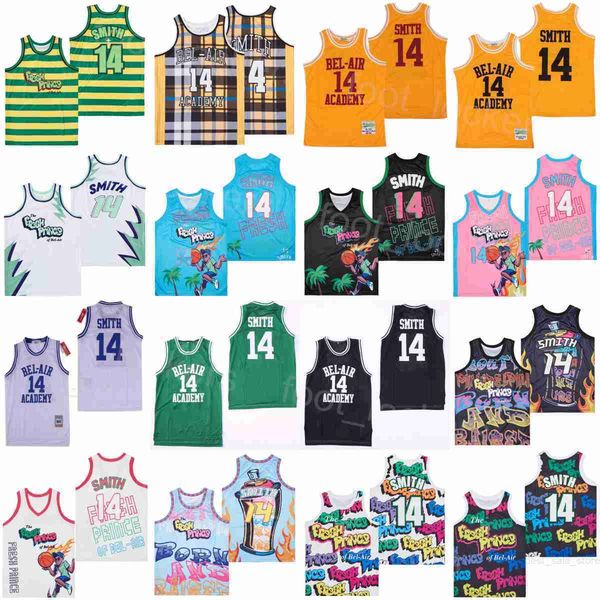

basketball movie jerseys 14 will smith film the fresh prince shirt jazzy jeff of bel-air graffiti anniversary belair all stitched for sport, Black