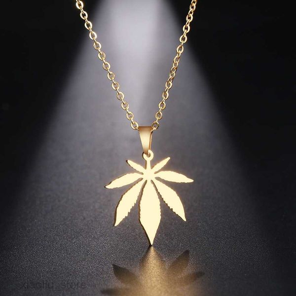 

pendant necklaces dotifi stainless steel necklace for women and men choker with maple leaf pendant engagement jewelry korean fashion, Silver