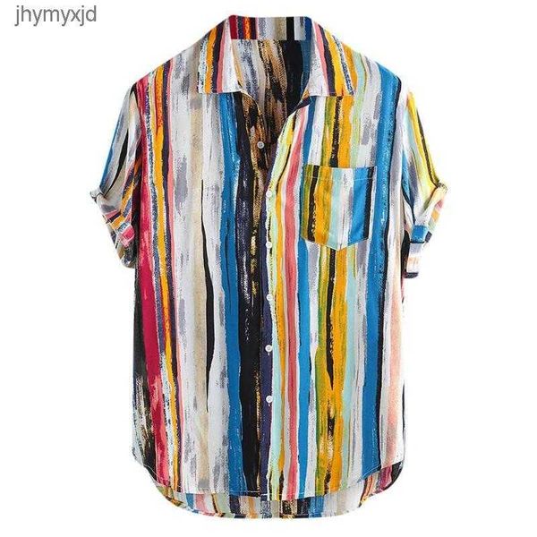 

new fashion summer mens casual multi color lump chest pocket short sleeve round hem loose shirts blouse 7yi8, White;black