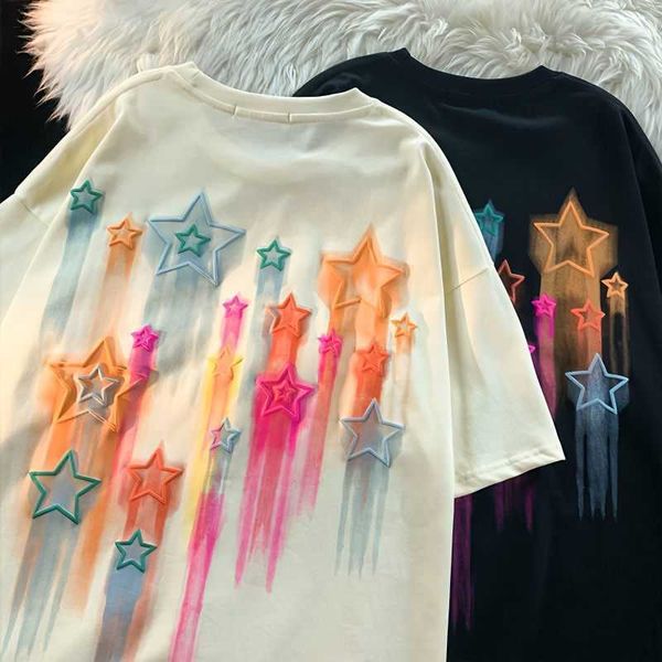 

men's t-shirts european and american retro printing round ne short sleeve t shirt men and women summer loose couple casual cotton y2k g, White;black