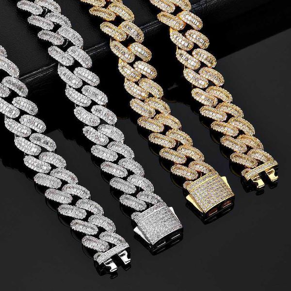 

new design 12mm vvs moissanite diamond cuban link chain spring clasp iced out hip hop men jewelry cuban necklace round cuban, Silver