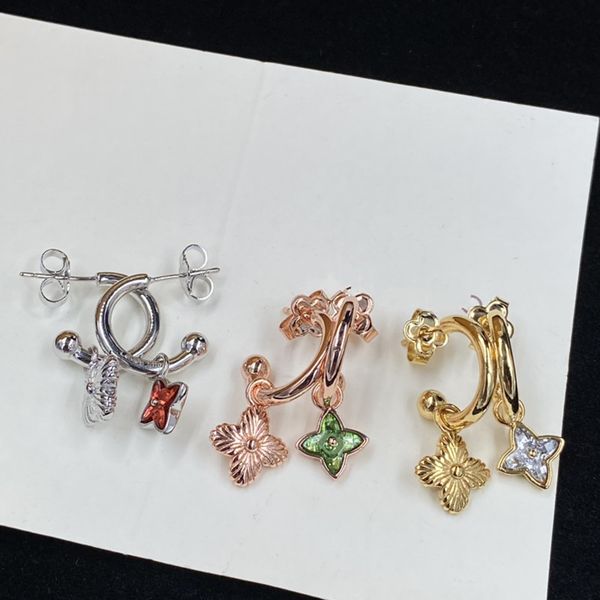 

classic letter charm earring luxury designer stud earrings elegant women premium jewelry earrings gift couple 18k gold plated 925 silver bra, Golden;silver