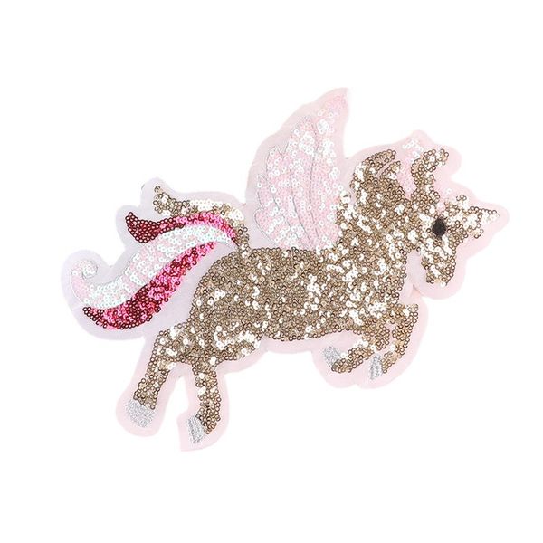 

big iron on patches for clothing sewing notion sequin unicorn decorative patch sew on appliques diy clothes jacket backpack t-shirt arts cra, Black