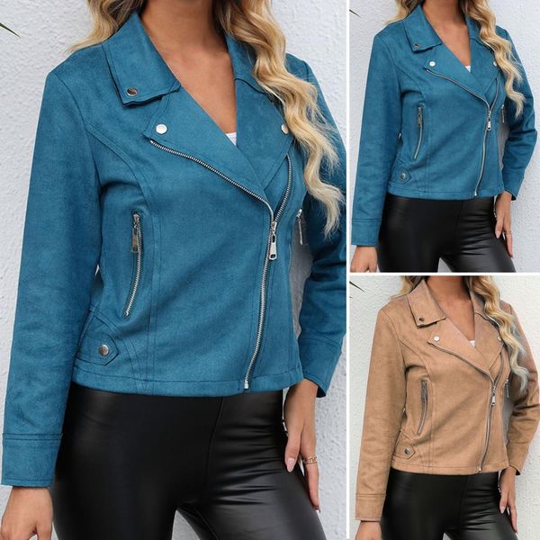 

women's jackets winter women coat solid thickened jacket vintage turn down collar leather outwear single breasted pockets streetwear wa, Black;brown