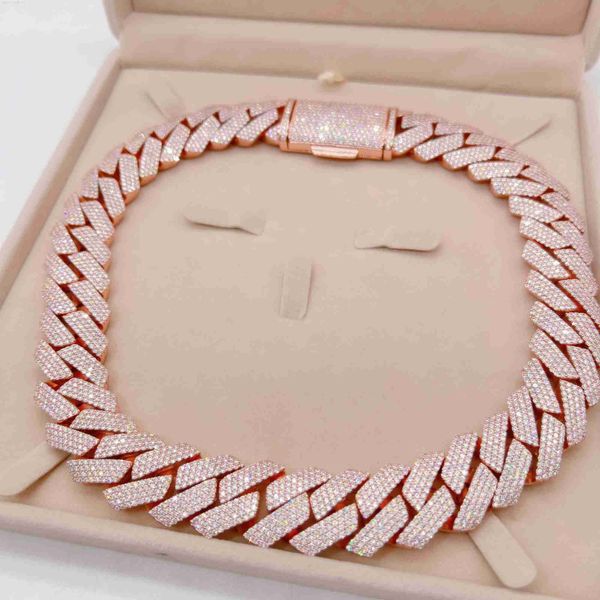 

wholesale price rose gold sterling silver vvs moissanite cuban link chain