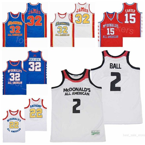 

movie mcdonalds basketball jerseys all american vince carter 15 lebron james 32 lonzo ball 2 carmelo 22 magic johnson bryant 33 stitched blu, Black