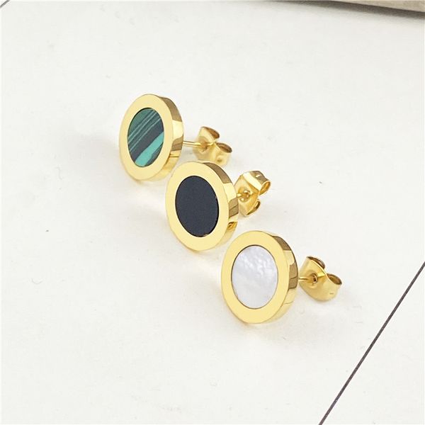 

titanium steel women designer stud cute size drop oil luxury style simple couple earrings for christmas gift y23043, Golden;silver