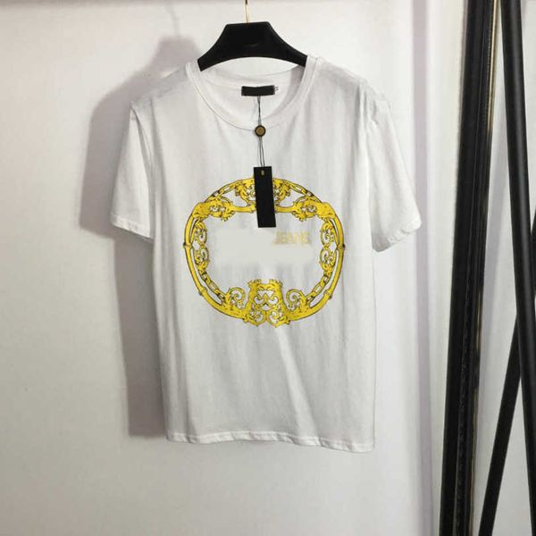 

23ss tee womens t-shirt womens designer clothing round neck pure cotton vintage garland monogram print short sleeve t-shirt women clothes a, White