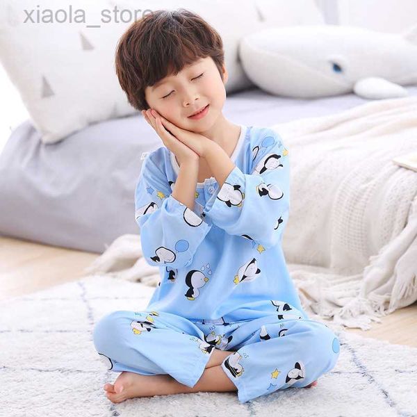 

pajamas boys girls pajamas set children penguin pajamas cotton kids half sleeve pyjamas children pijama baby sleepwear clothing 6 9 12y, Blue;red