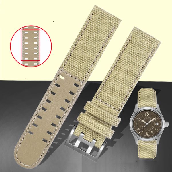 

watch bands for khaki field h760250h77616533h70605963 h6893 strap genuine leather nylon men band 20mm 22mm 230426, Black;brown
