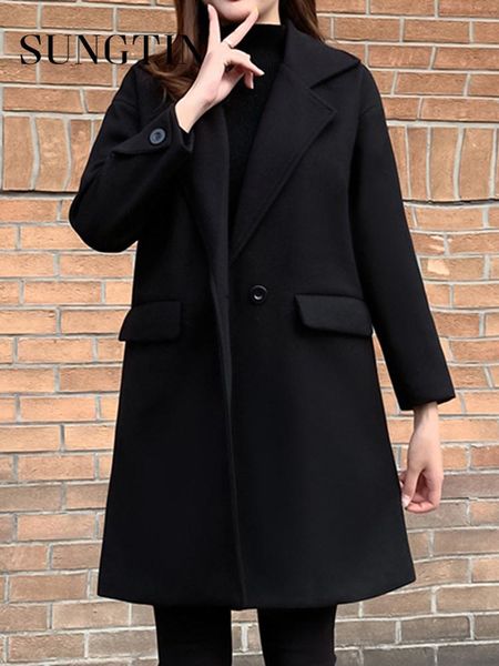 

fur sungtin winter vintage black oversize wool coat women elegant loose thicken faux cashmere jackets korean lapel 4xl female