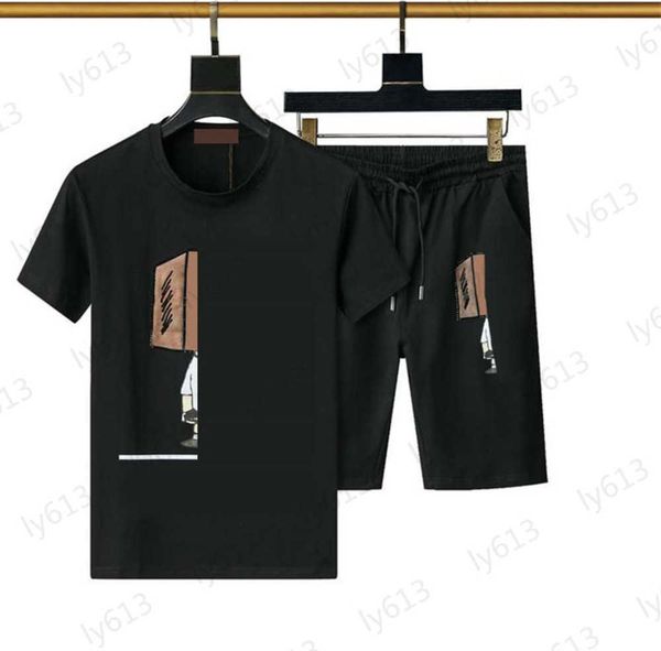 

mens t-shirts clothes short set designer summer classic fashion casual loose luxury cartoon three-dimensional pattern printing round neck tr, Gray