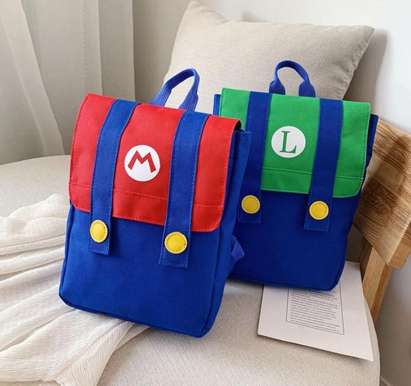 

fashion simple mari bros nylon backpack kids students double shoulder bag festival gift kids bag accessories