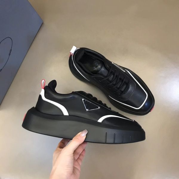 

luxury white black brushed leather sneakers shoes footwear comfortable thick bottom casual walking eu38-45.box