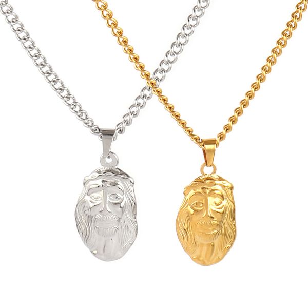 

designer necklace front jesus avatar oil pressure pendant necklace minimalist trendy men's hip-hop 100 matching clothes, Silver