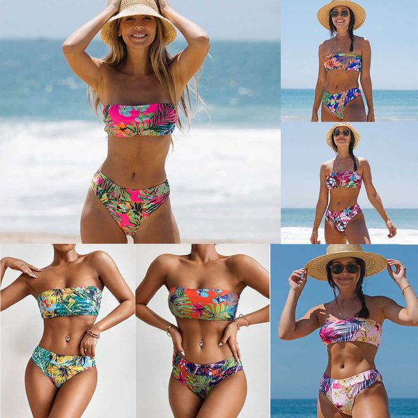 

new bra 2023 swimsuit printed bikini fashion women split polyester swimwear
