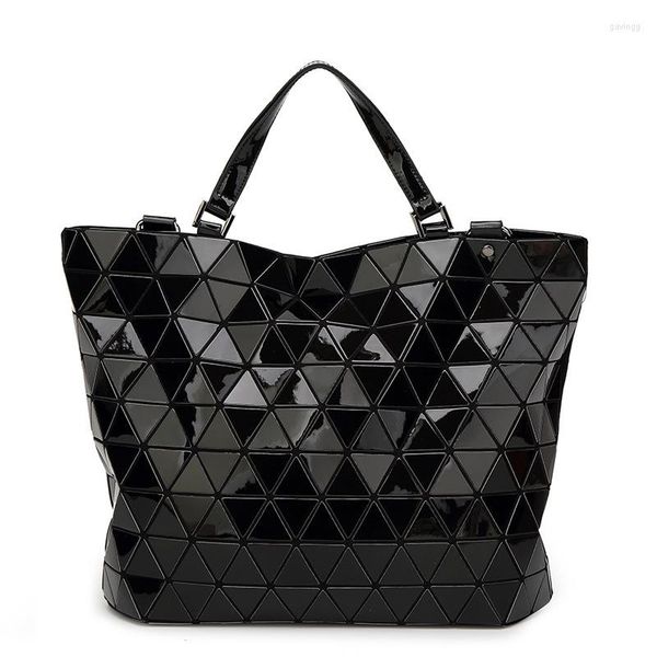 

shoulder bags bao bag folded over pearlescent black pvc women handbags shiny white female handbag