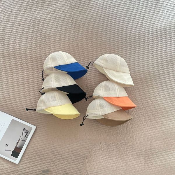 

caps hats summer mesh baby baseball caps solid color kids sun hats breathable big brim kids travel outdoor beach caps 230427, Yellow