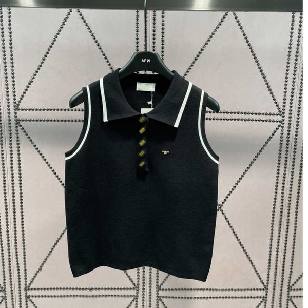 

23ss tank womens tanks camis vest camis womens designer clothing lapels striped sweater vest knitted vests womens clothes a1, White